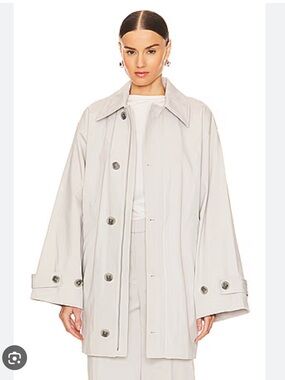 GRLFRND Light Gray Trench Coat with Button & Zip Front